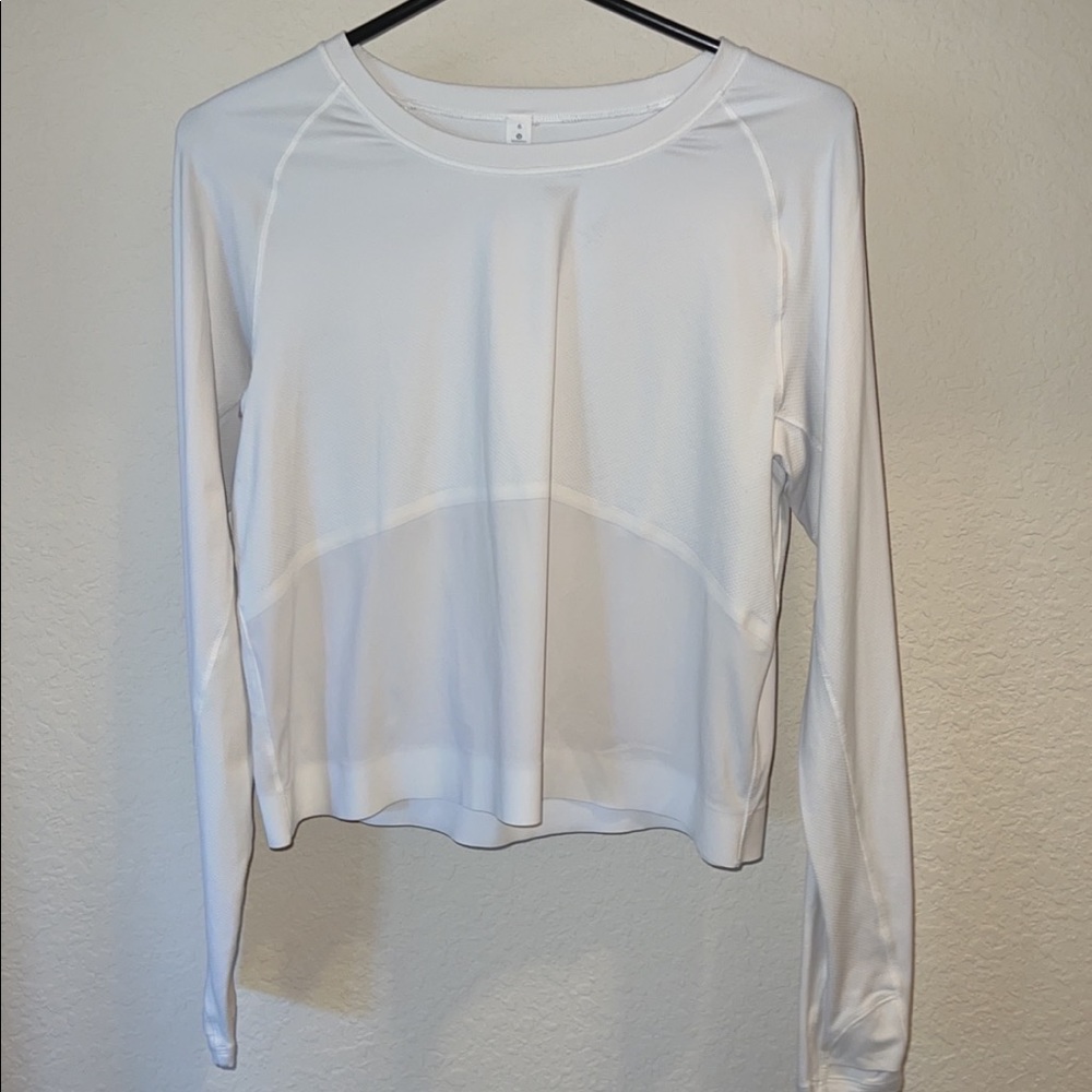 Lululemon White Long Sleeve Crop Top